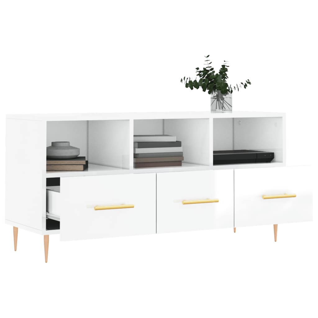 TV ormarić sjajni bijeli 102 x 36 x 50 cm od konstruiranog drva