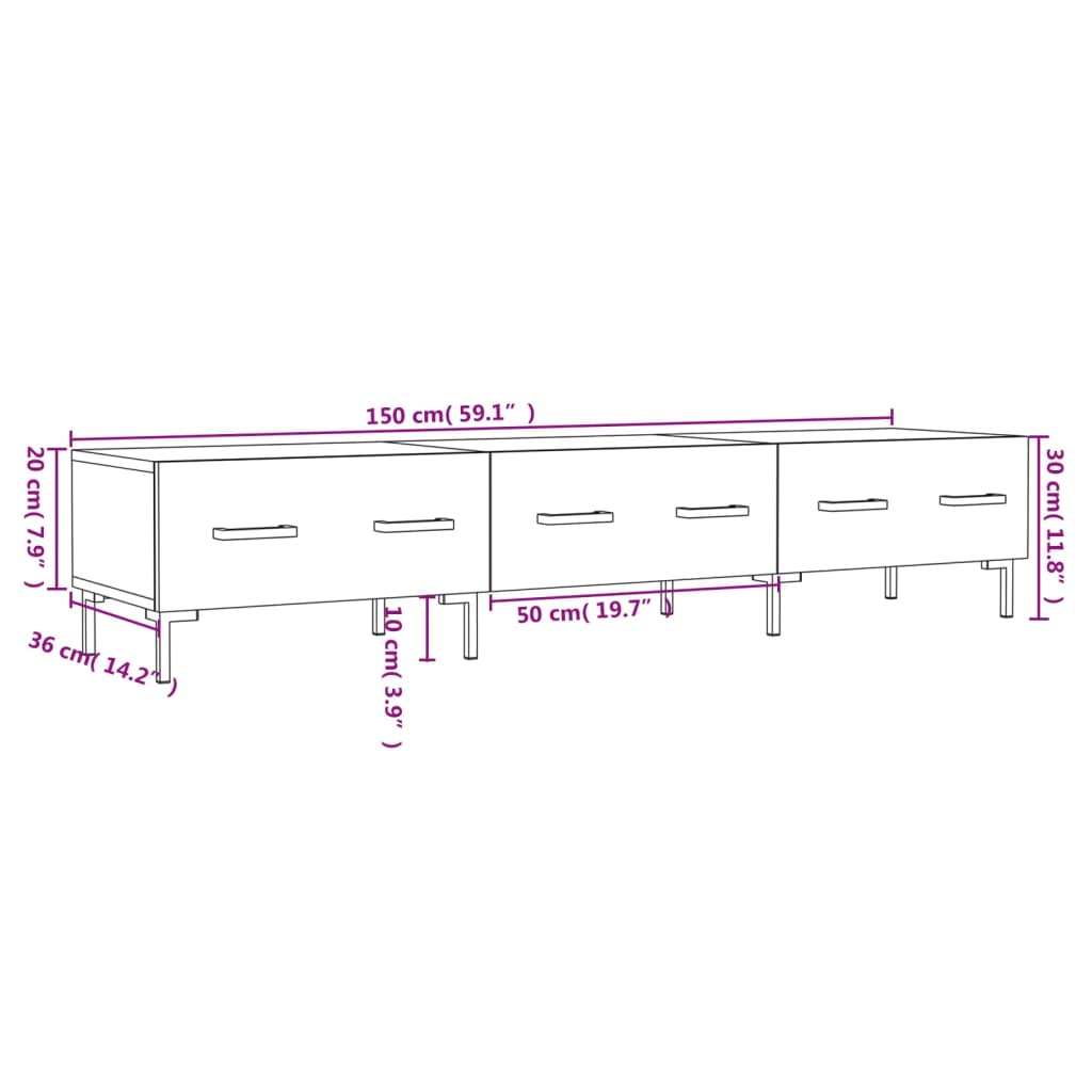 TV ormarić crni 150 x 36 x 30 cm od konstruiranog drva
