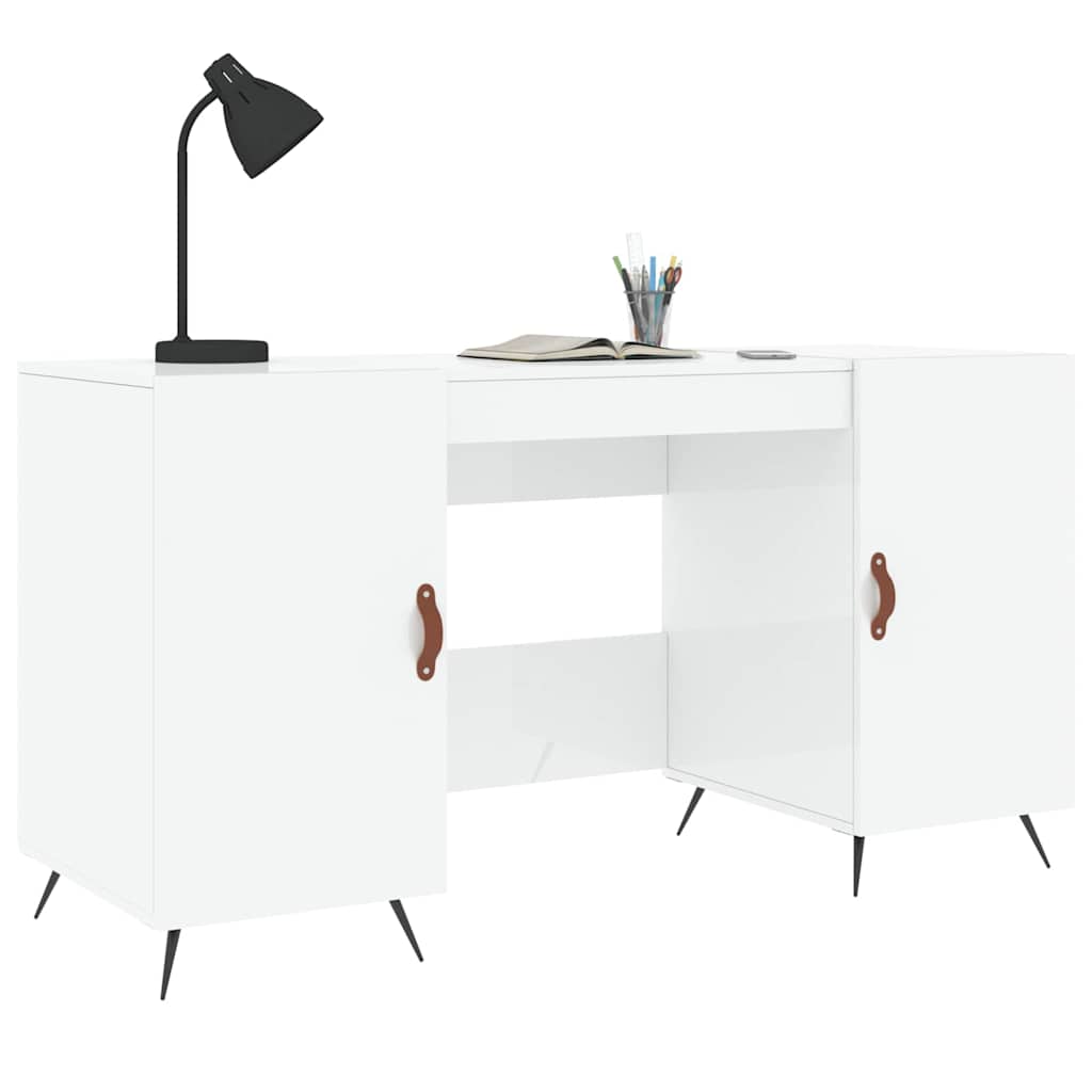 Radni stol visoki sjaj bijeli 140x50x75 cm konstruirano drvo