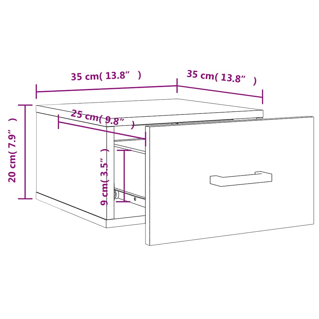 Zidni noćni ormarići 2 kom dimljenog hrasta 35x35x20 cm Smeđa