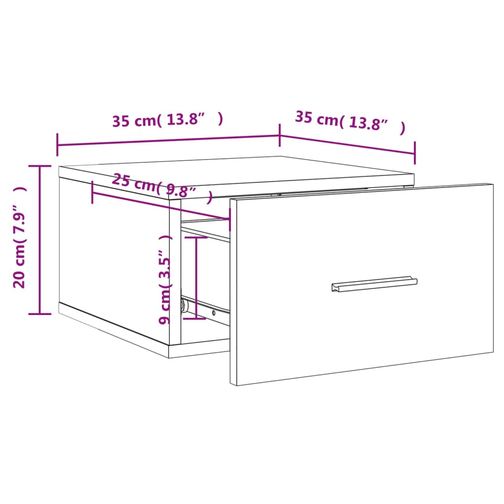 Zidni noćni ormarići 2 kom bijeli 35 x 35 x 20 cm