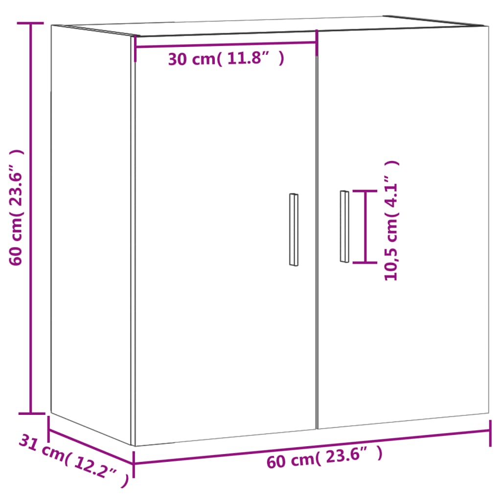 Zidni ormarić bijeli 60 x 31 x 60 cm od konstruiranog drva