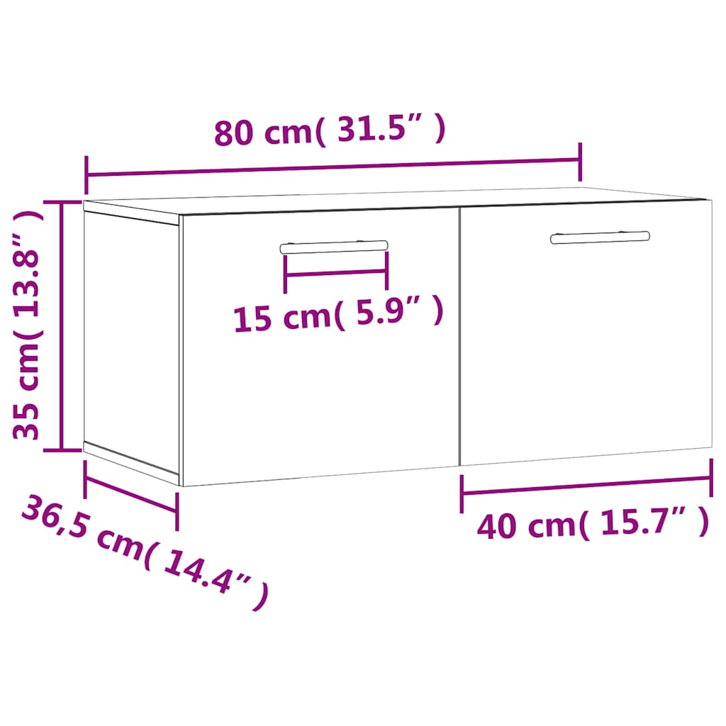 Zidni ormarić boja betona 80x36,5x35 cm od konstruiranog drva Siva 80 x 36.5 x 35 cm