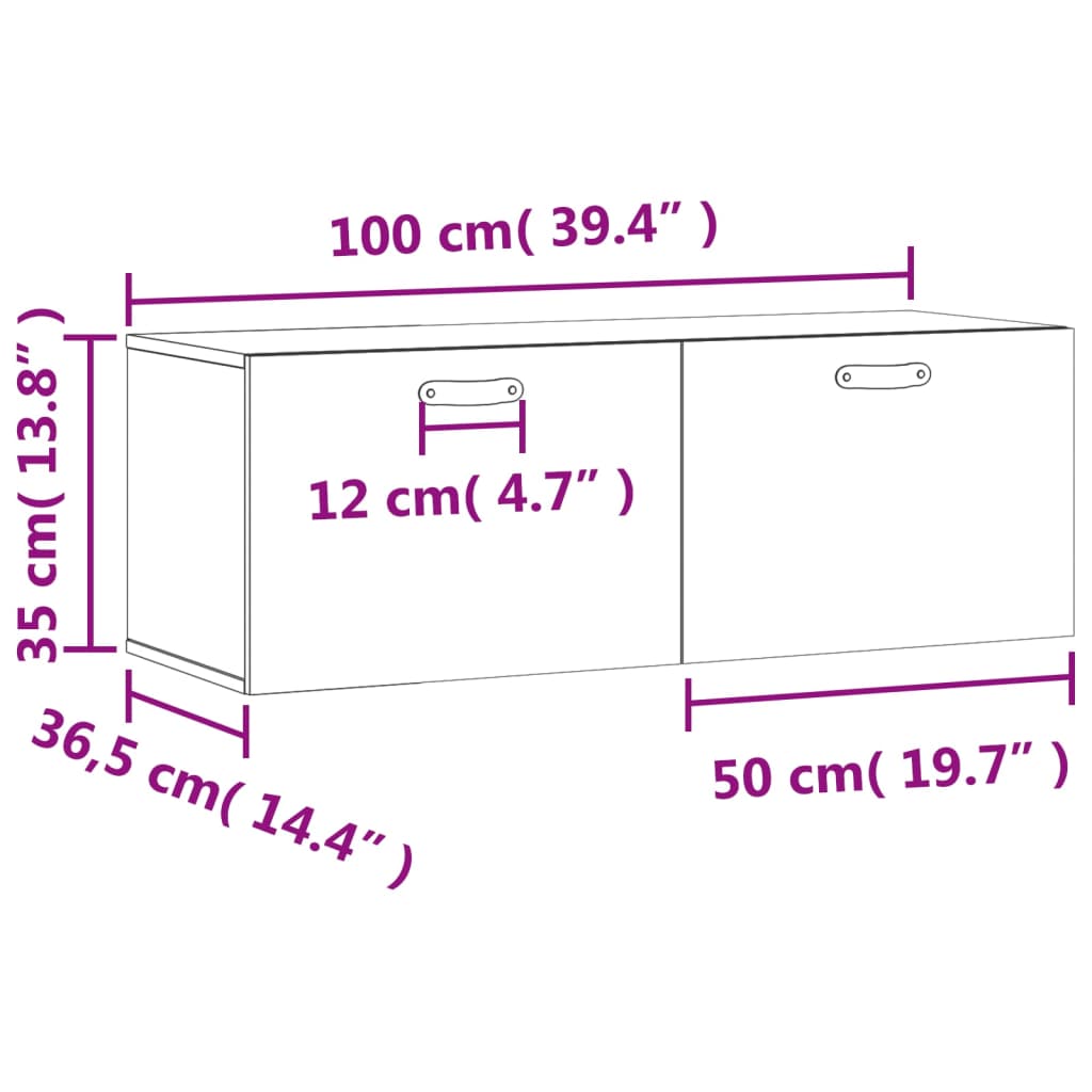 Zidni ormarić bijeli 100 x 36,5 x 35 cm od konstruiranog drva