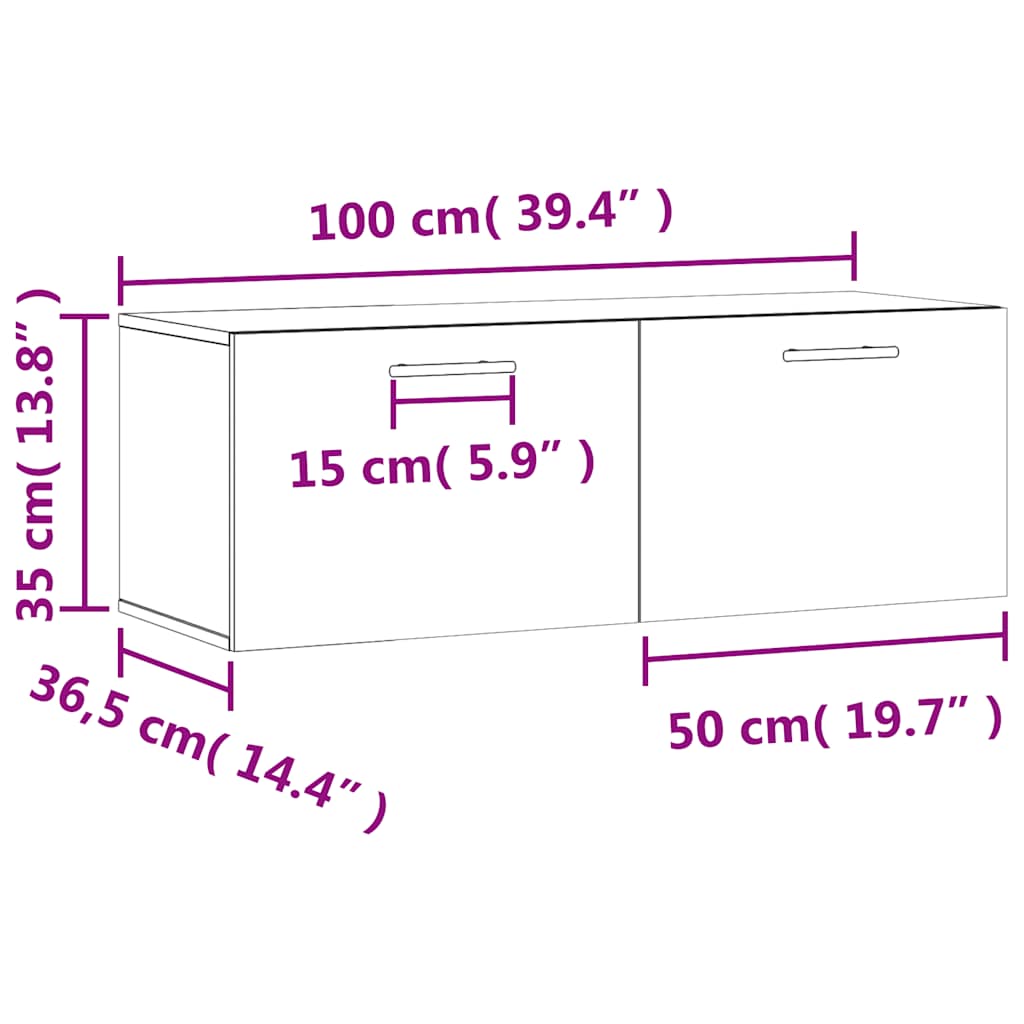 Zidni ormarić boja hrasta 100 x 36,5 x 35 cm konstruirano drvo