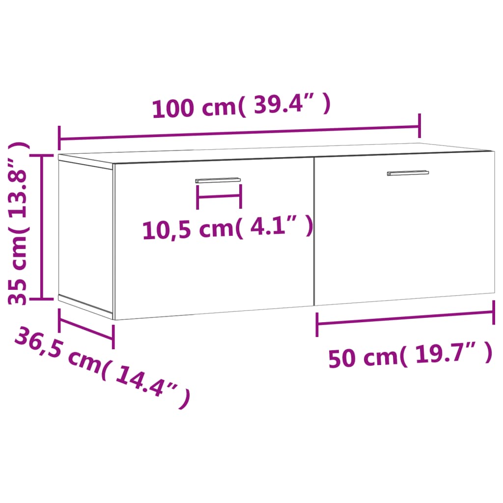 Zidni ormarić siva boja hrasta 100x36,5x35 cm konstruirano drvo
