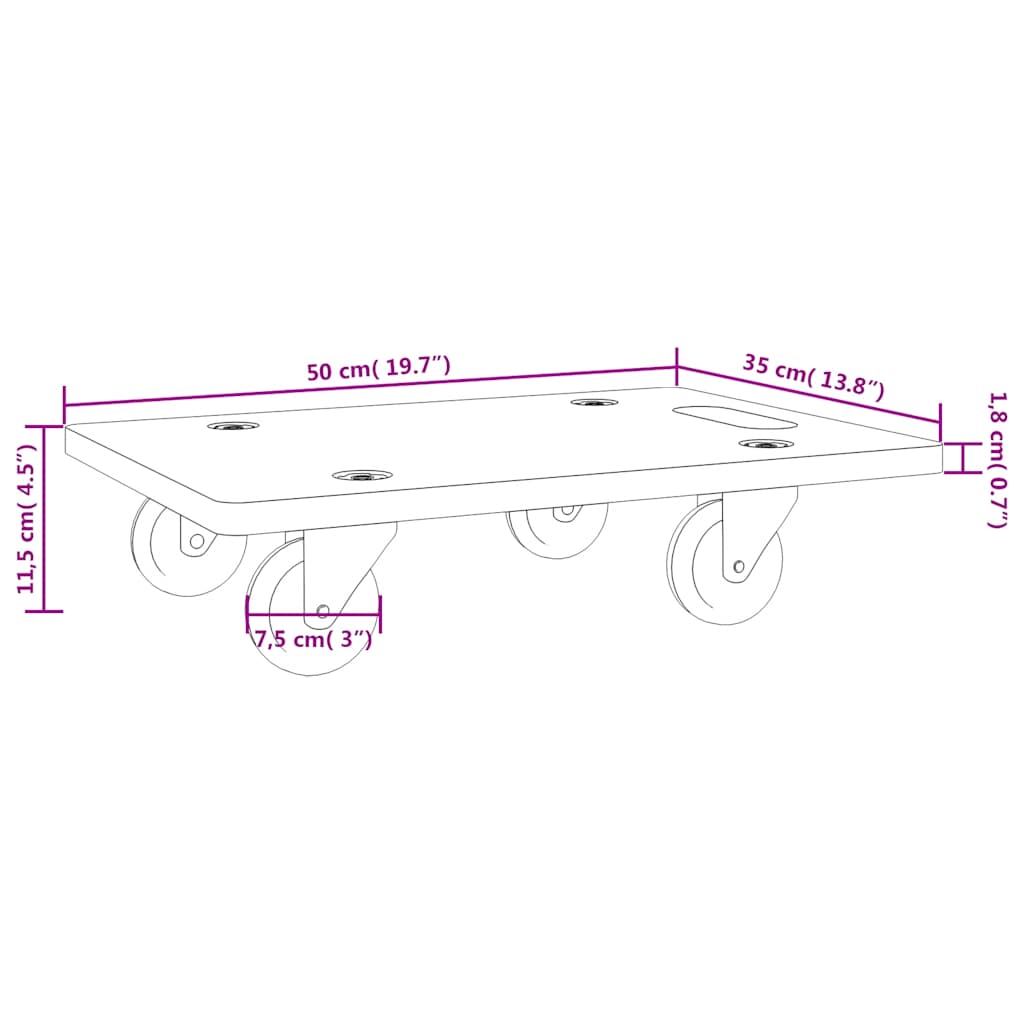 Transportna kolica 2 kom pravokutna 50 x 35 x 11,5 cm 250 kg
