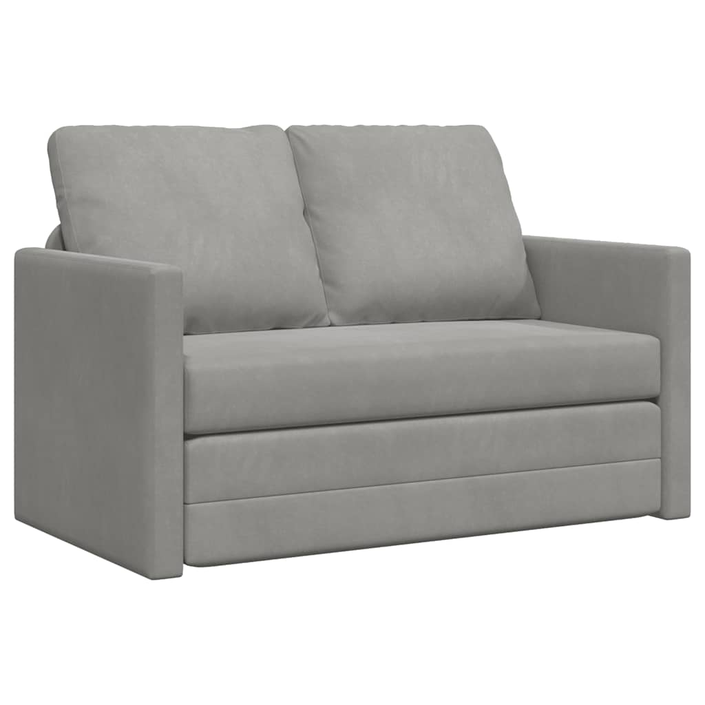 Podni kauč na razvlačenje 2-u-1 svjetlosivi 122x204x55cm baršun
