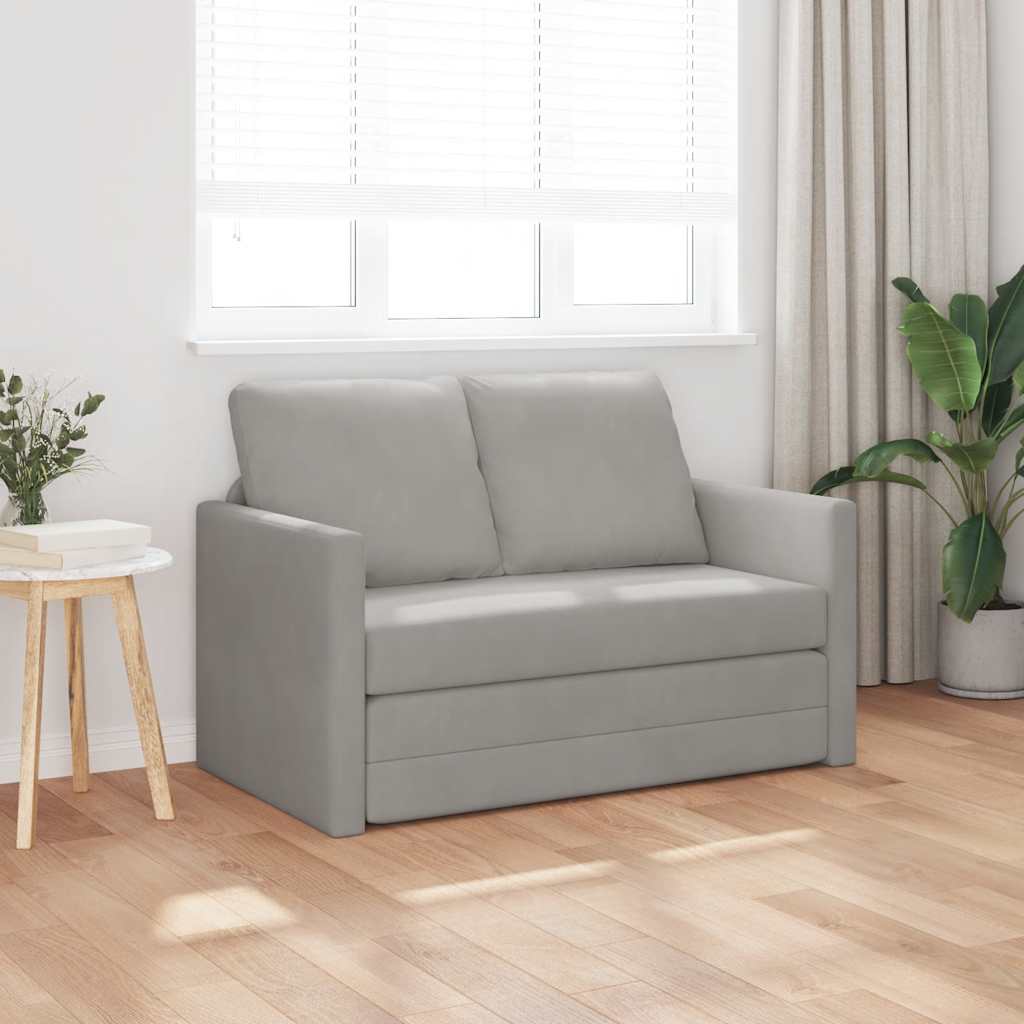 Podni kauč na razvlačenje 2-u-1 svjetlosivi 122x204x55cm baršun