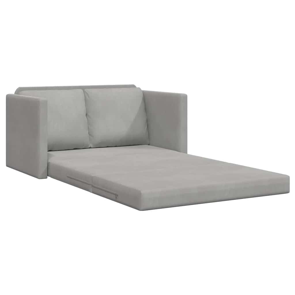 Podni kauč na razvlačenje 2-u-1 svjetlosivi 122x204x55cm baršun