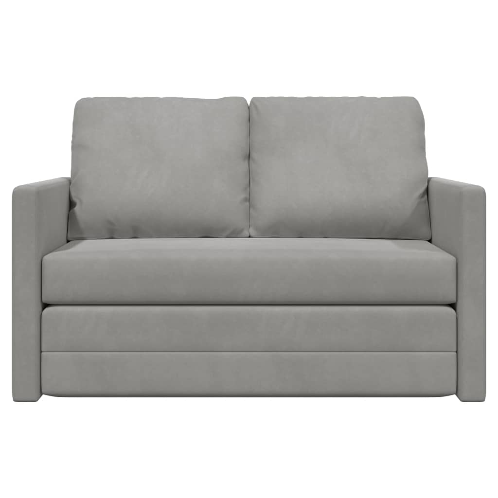 Podni kauč na razvlačenje 2-u-1 svjetlosivi 122x204x55cm baršun