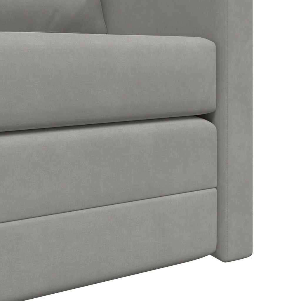 Podni kauč na razvlačenje 2-u-1 svjetlosivi 122x204x55cm baršun