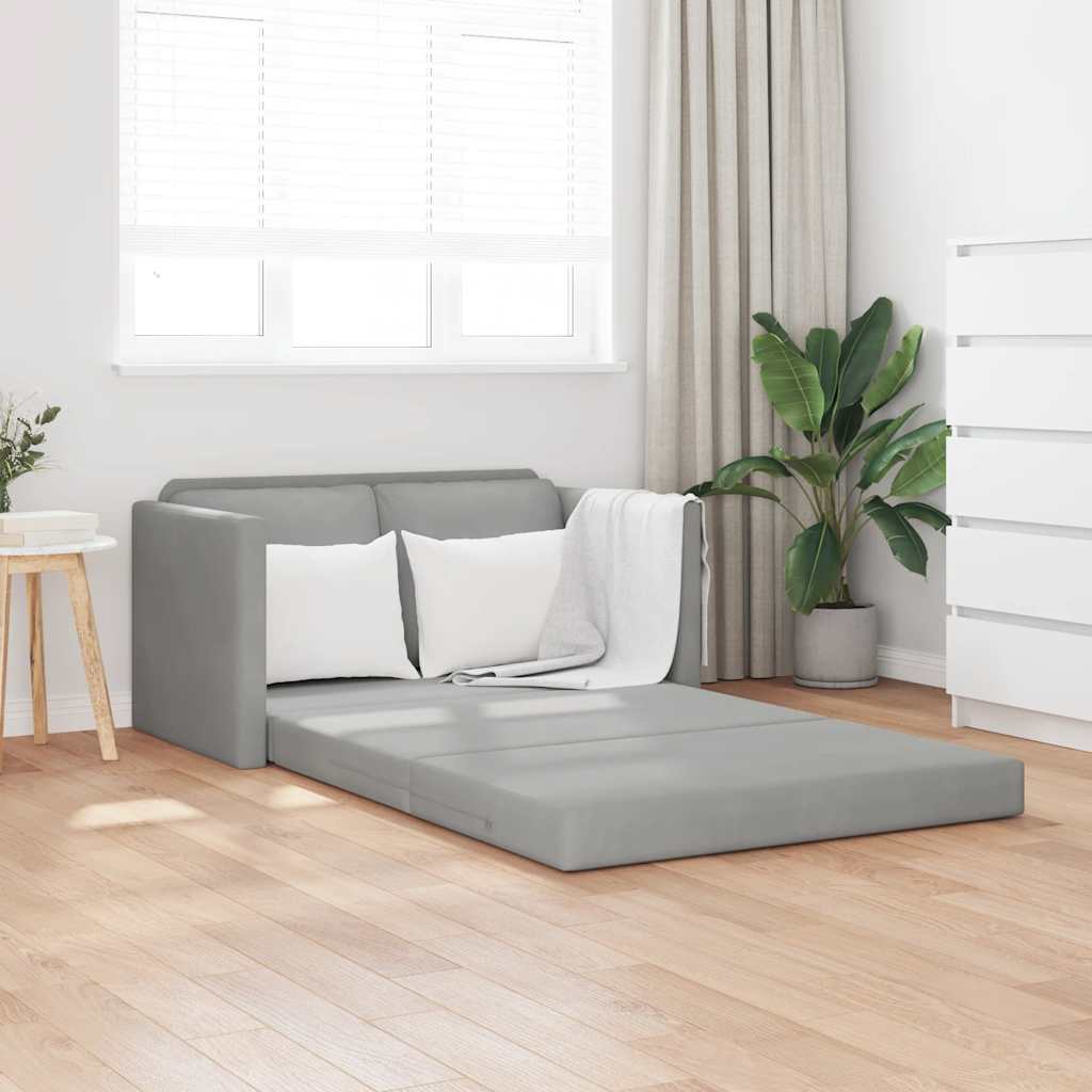 Podni kauč na razvlačenje 2-u-1 svjetlosivi 122x204x55cm baršun
