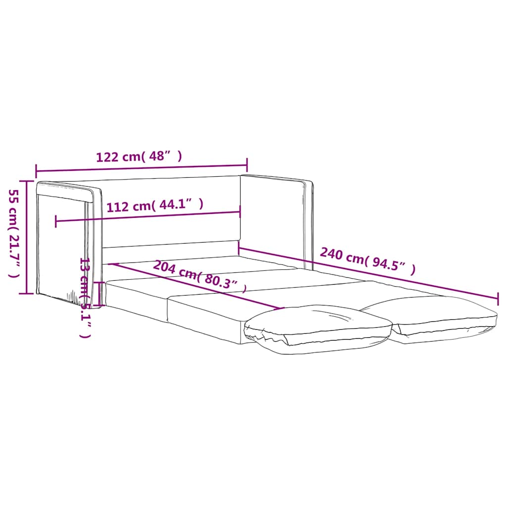 Podni kauč na razvlačenje 2-u-1 crni 122x204x55 cm baršunasti