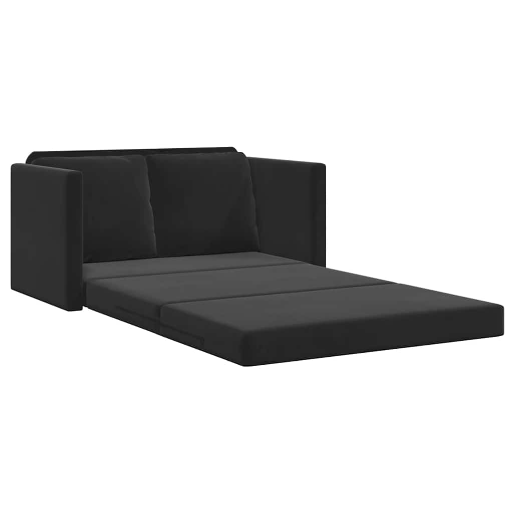 Podni kauč na razvlačenje 2-u-1 crni 122x204x55 cm baršunasti