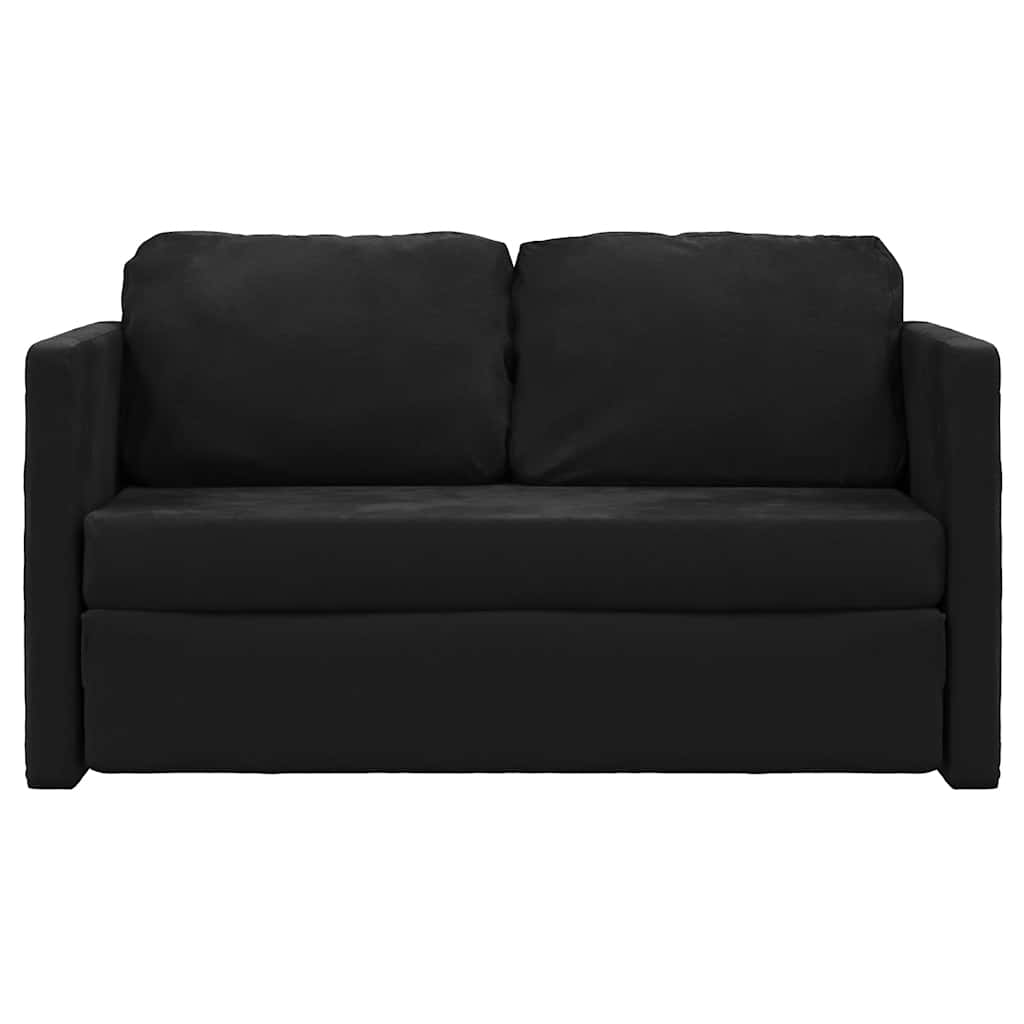 Podni kauč na razvlačenje 2-u-1 crni 122x204x55 cm baršunasti