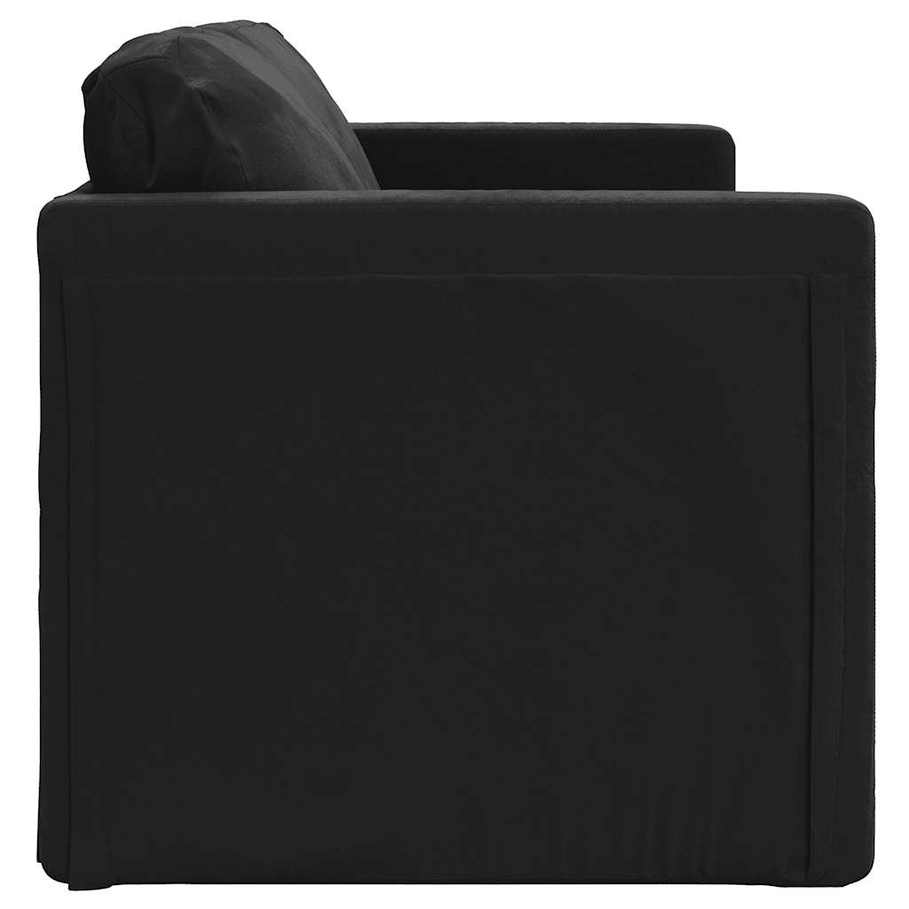 Podni kauč na razvlačenje 2-u-1 crni 122x204x55 cm baršunasti