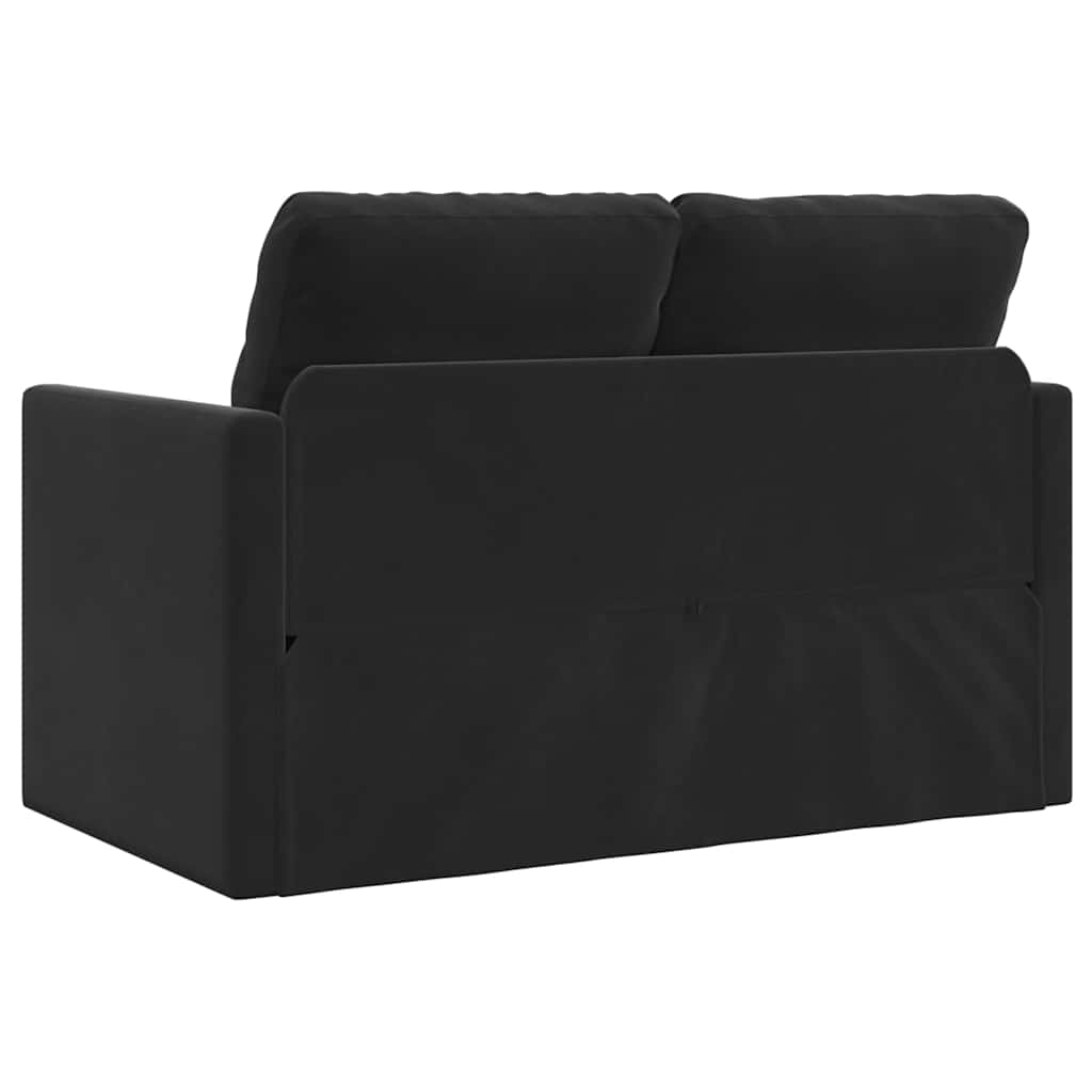 Podni kauč na razvlačenje 2-u-1 crni 122x204x55 cm baršunasti
