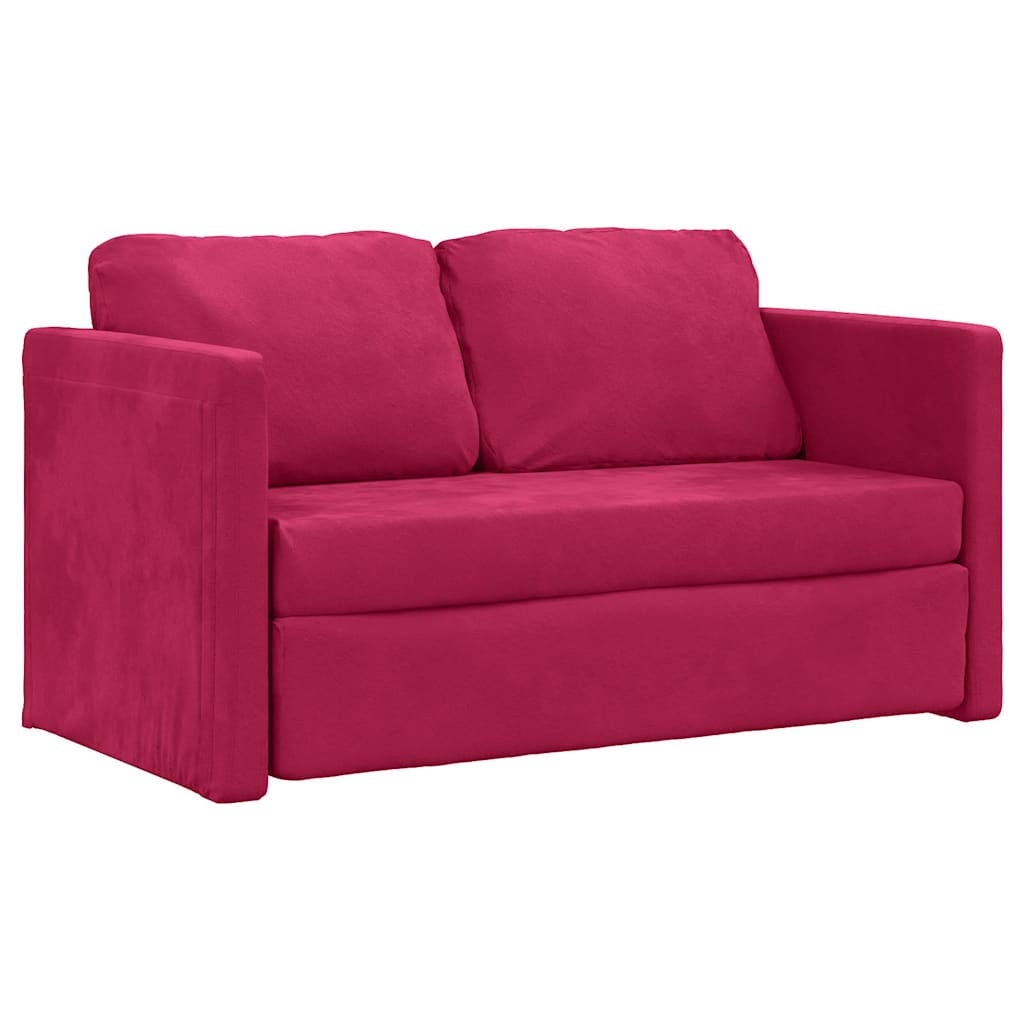 Podni kauč na razvlačenje 2-u-1 boja vina 122x204x55 cm baršun