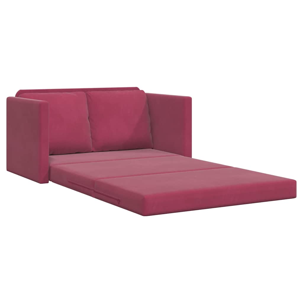 Podni kauč na razvlačenje 2-u-1 boja vina 122x204x55 cm baršun