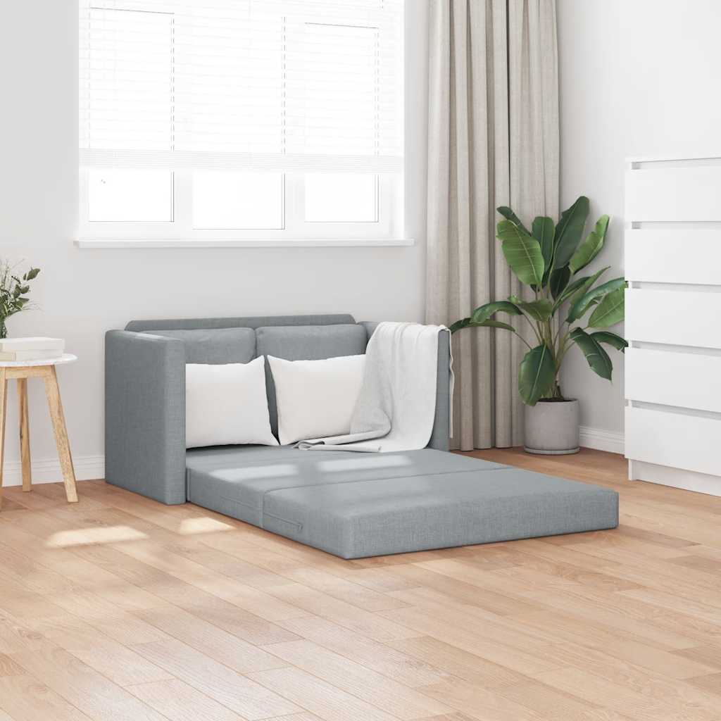 Podni kauč na razvlačenje 2-u-1 svjetlosivi 112x174x55cm baršun