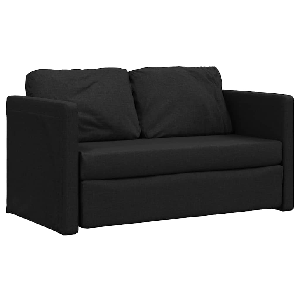 Podni kauč na razvlačenje 2-u-1 crni 112x174x55 cm od tkanine