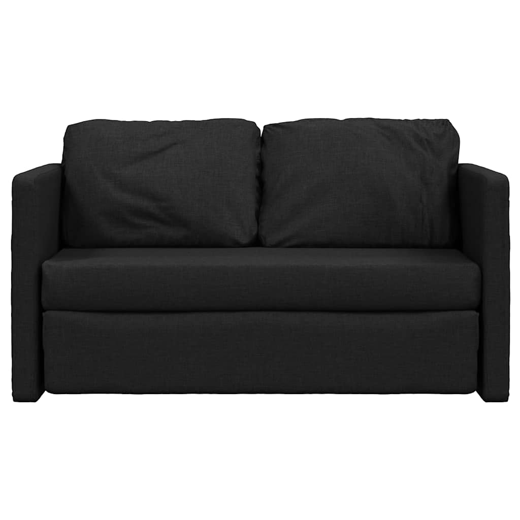 Podni kauč na razvlačenje 2-u-1 crni 112x174x55 cm od tkanine