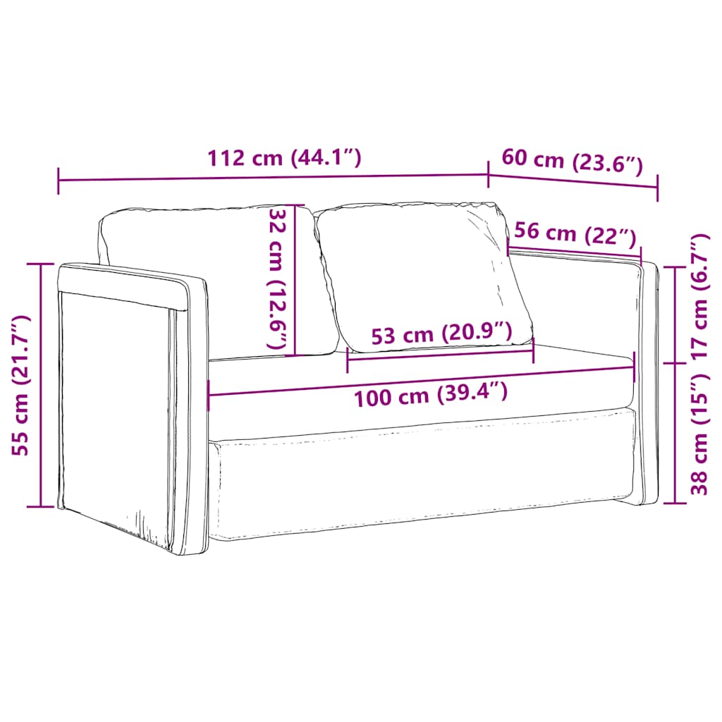 Podni kauč na razvlačenje 2-u-1 crni 112x174x55 cm od tkanine
