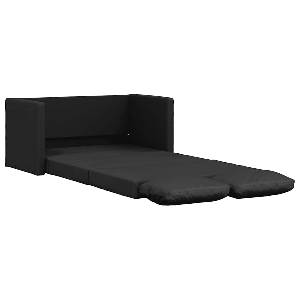 Podni kauč na razvlačenje 2-u-1 crni 112x174x55 cm umjetna koža