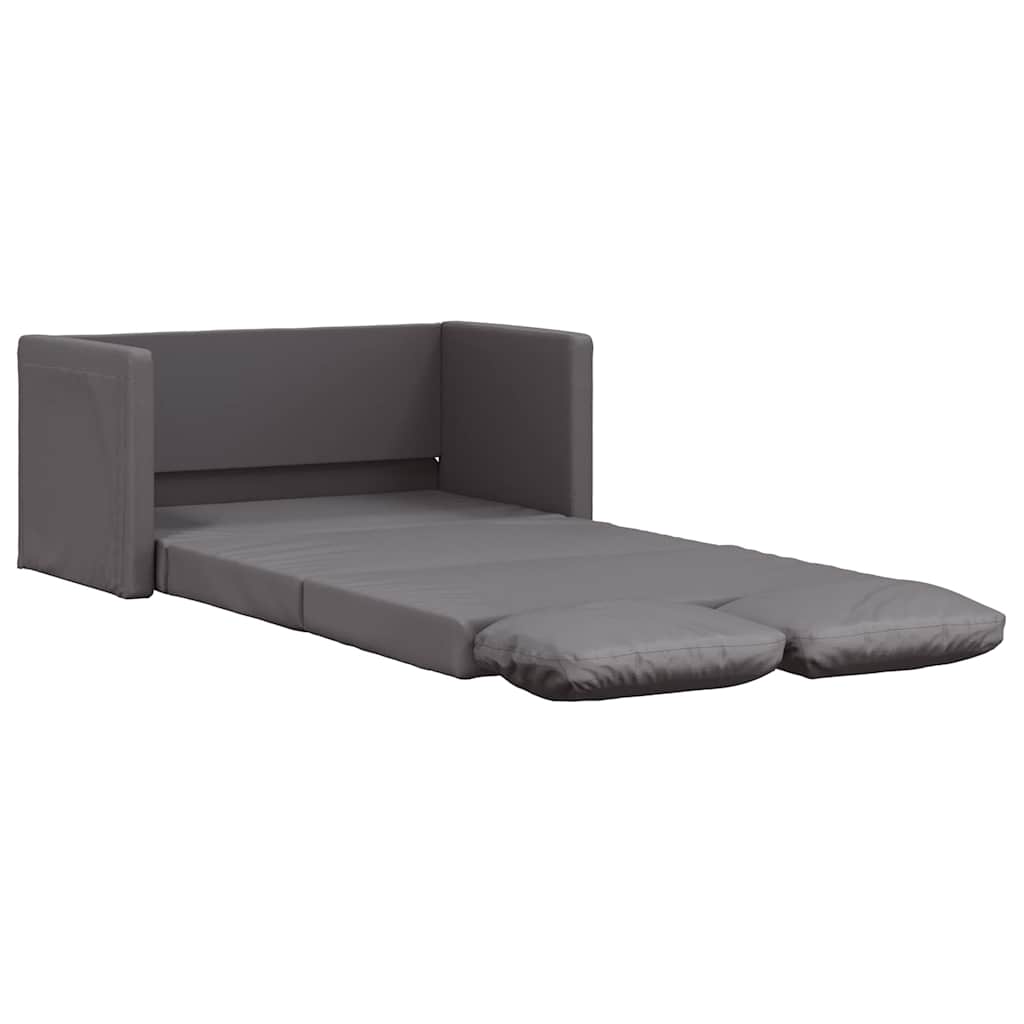 Podni kauč na razvlačenje 2-u-1 sivi 112x174x55 cm umjetna koža