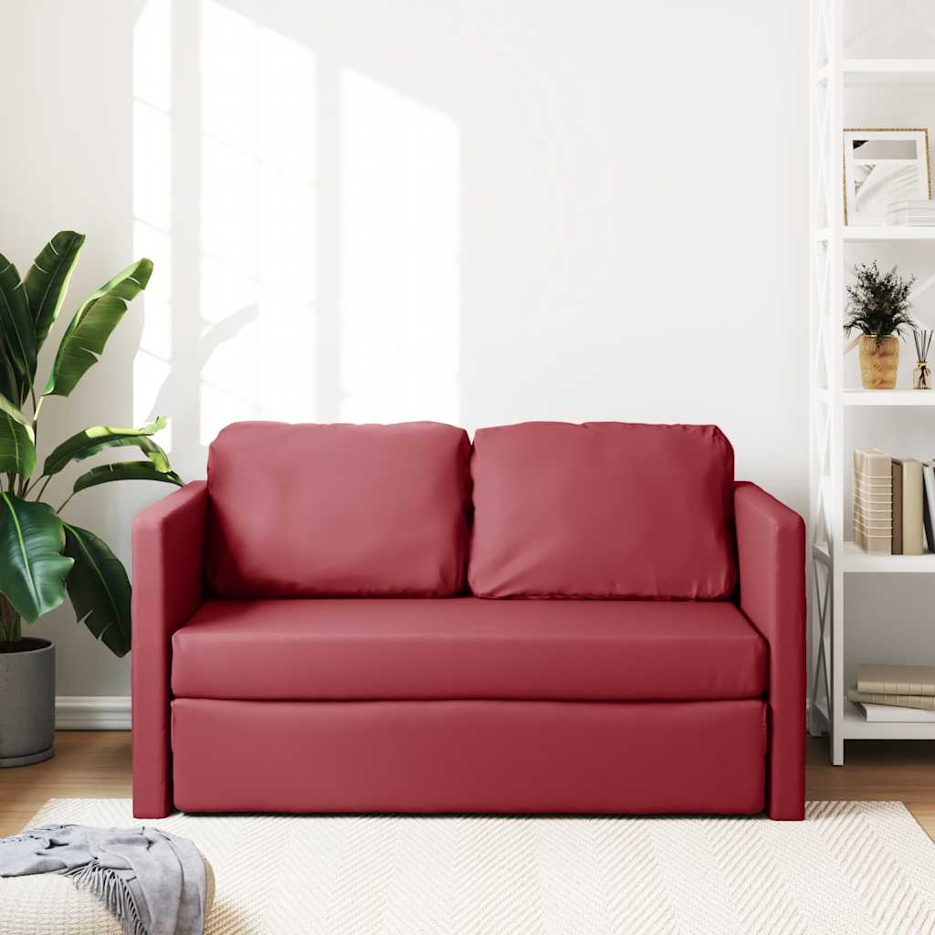 Podni kauč na razvlačenje 2-u-1 crvena boja vina 112x174x55 cm
