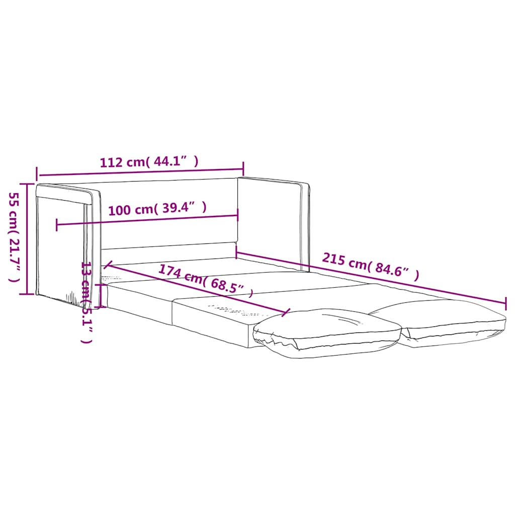 Podni kauč na razvlačenje 2-u-1 crvena boja vina 112x174x55 cm