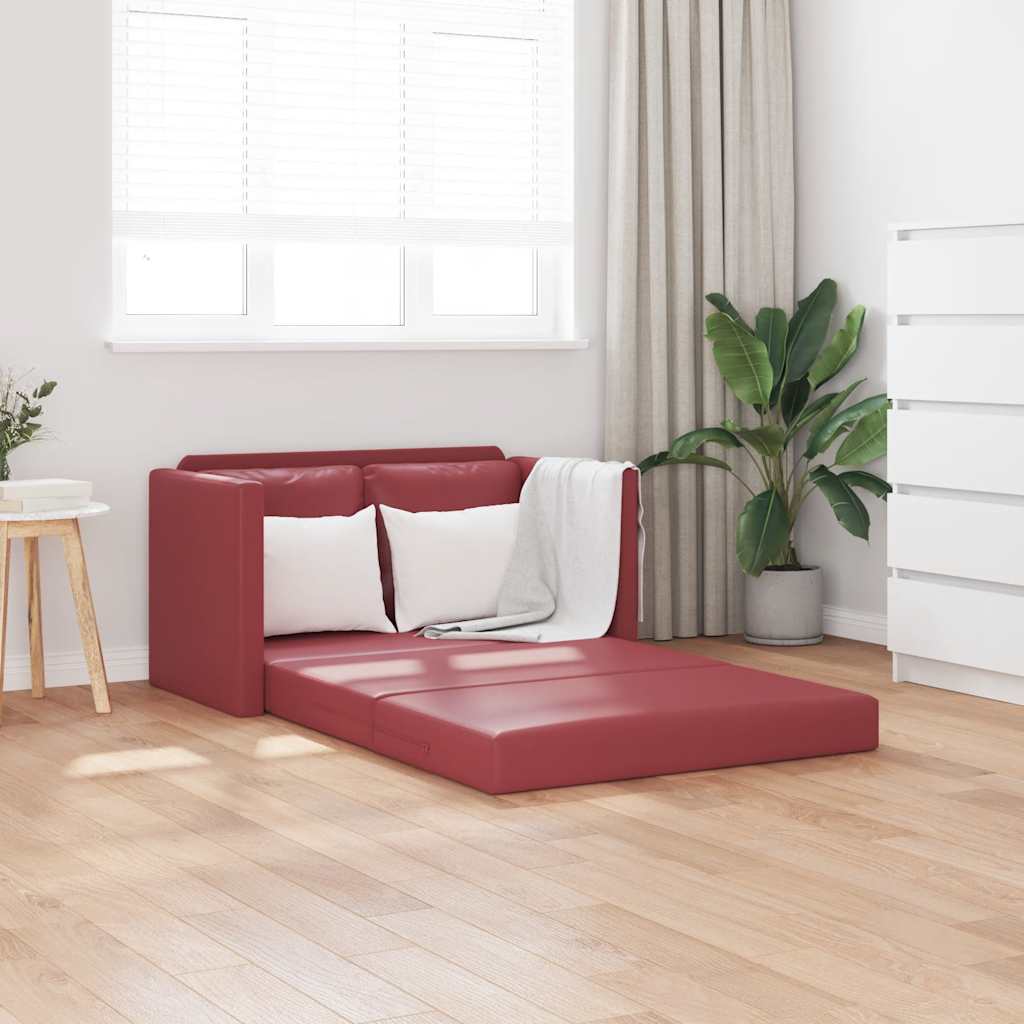 Podni kauč na razvlačenje 2-u-1 crvena boja vina 112x174x55 cm