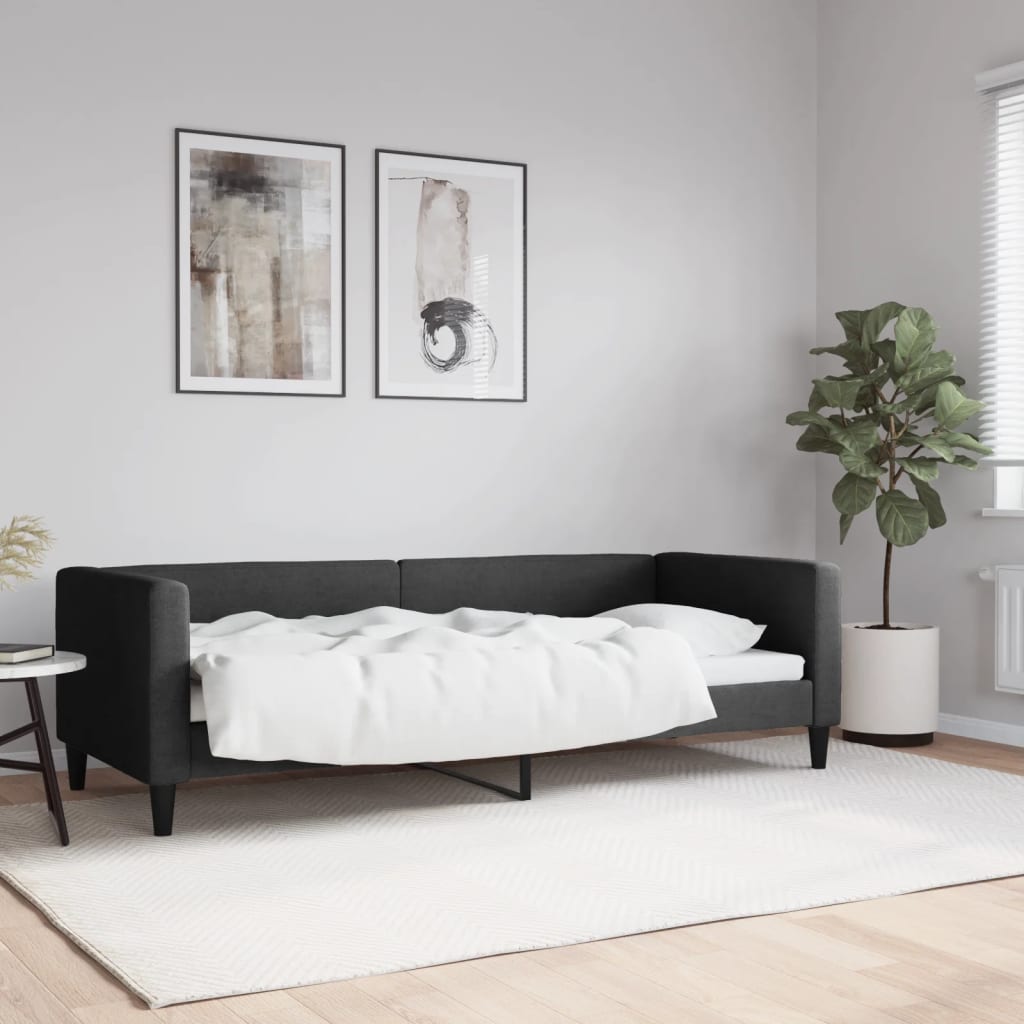 Dnevni krevet crni 80 x 200 cm od tkanine