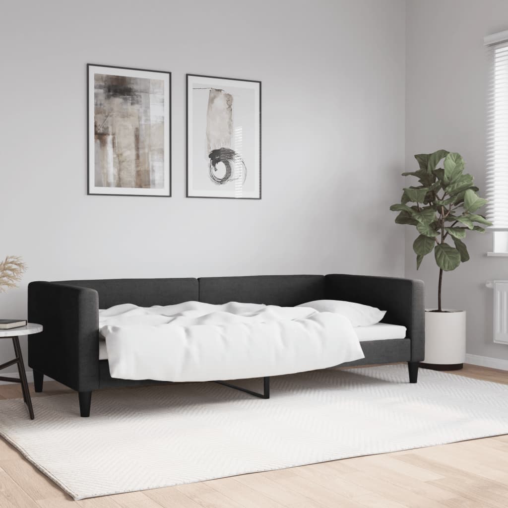 Dnevni krevet crni 90 x 200 cm od tkanine