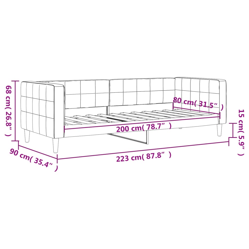 Dnevni krevet crni 80 x 200 cm baršunasti