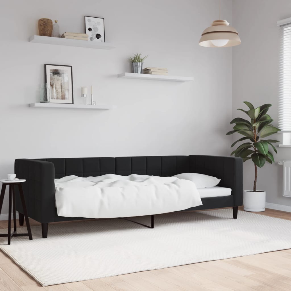 Dnevni krevet crni 80 x 200 cm baršunasti