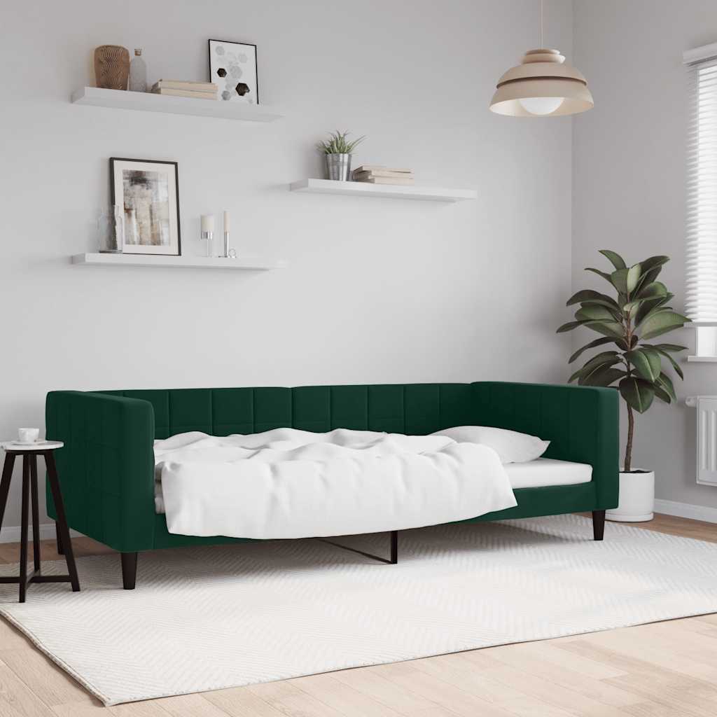 Dnevni krevet tamnozeleni 90 x 200 cm baršunasti