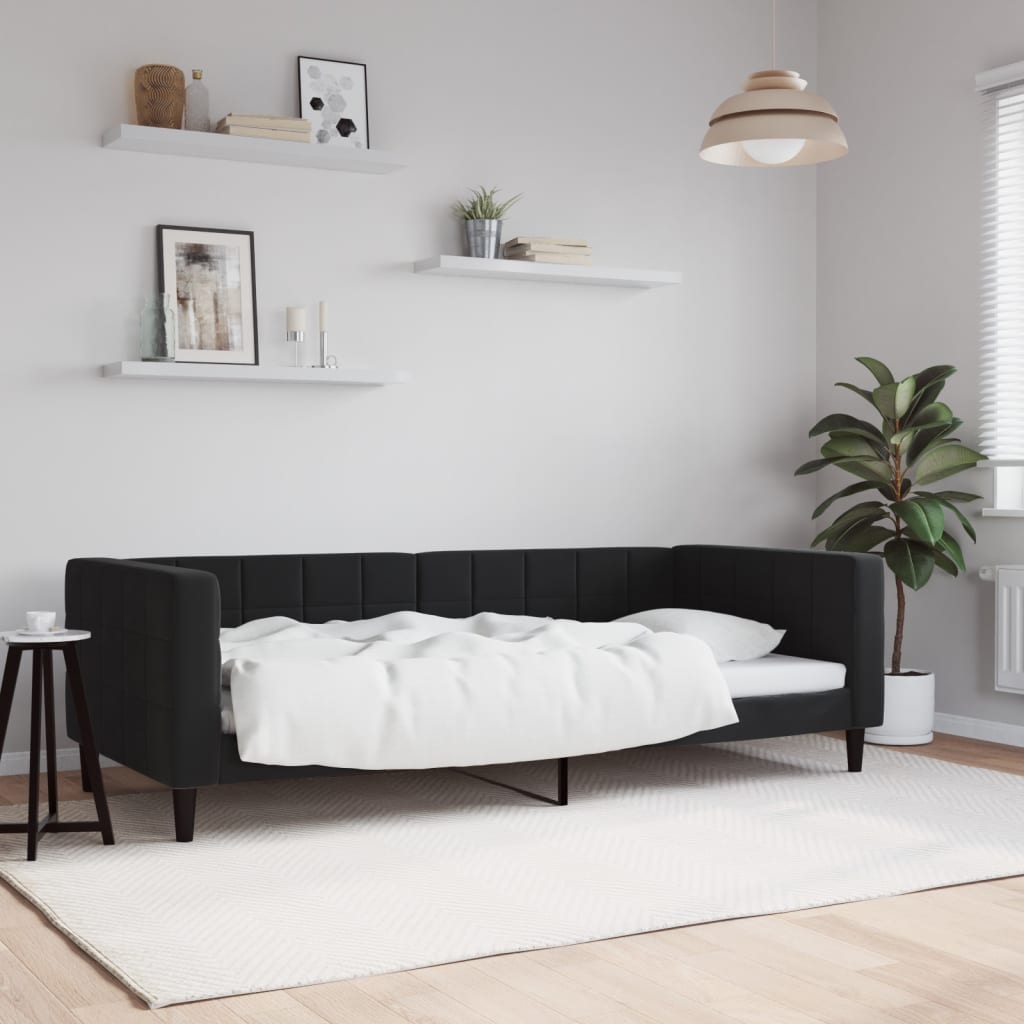 Dnevni krevet crni 90 x 190 cm baršunasti