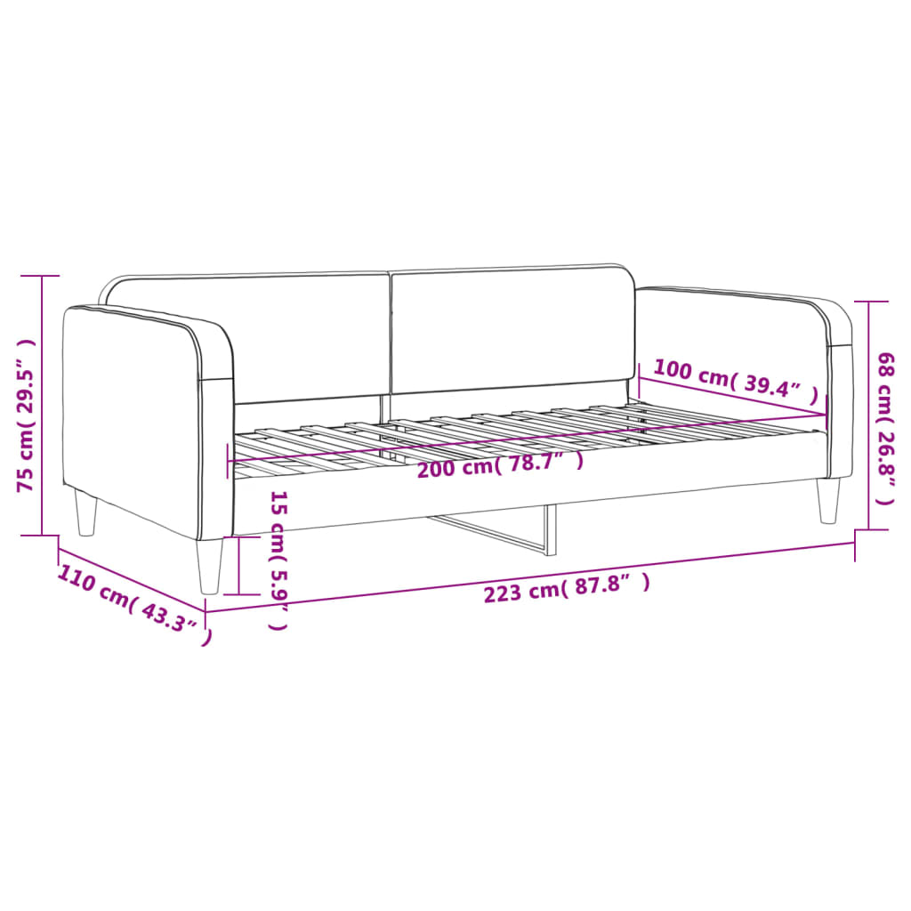 Dnevni krevet krem 100 x 200 cm od tkanine