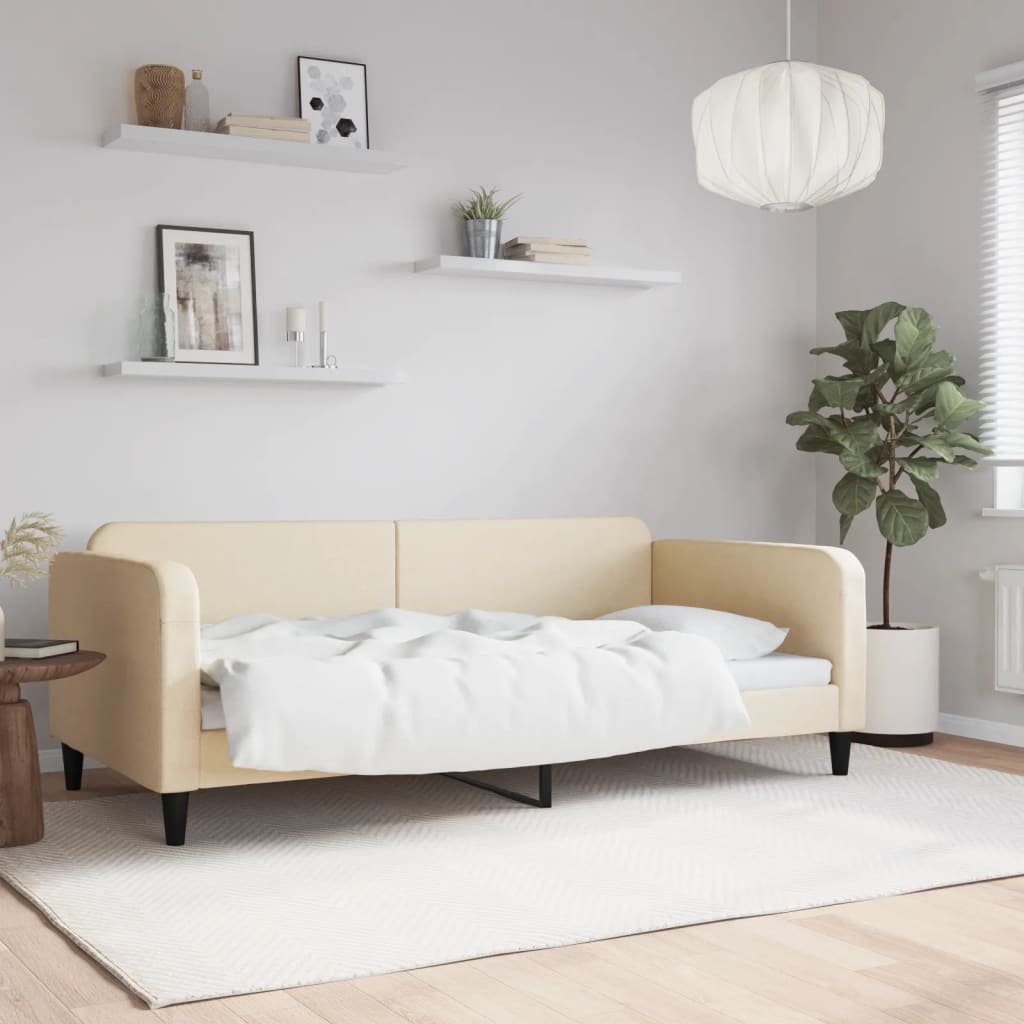 Dnevni krevet krem 100 x 200 cm od tkanine