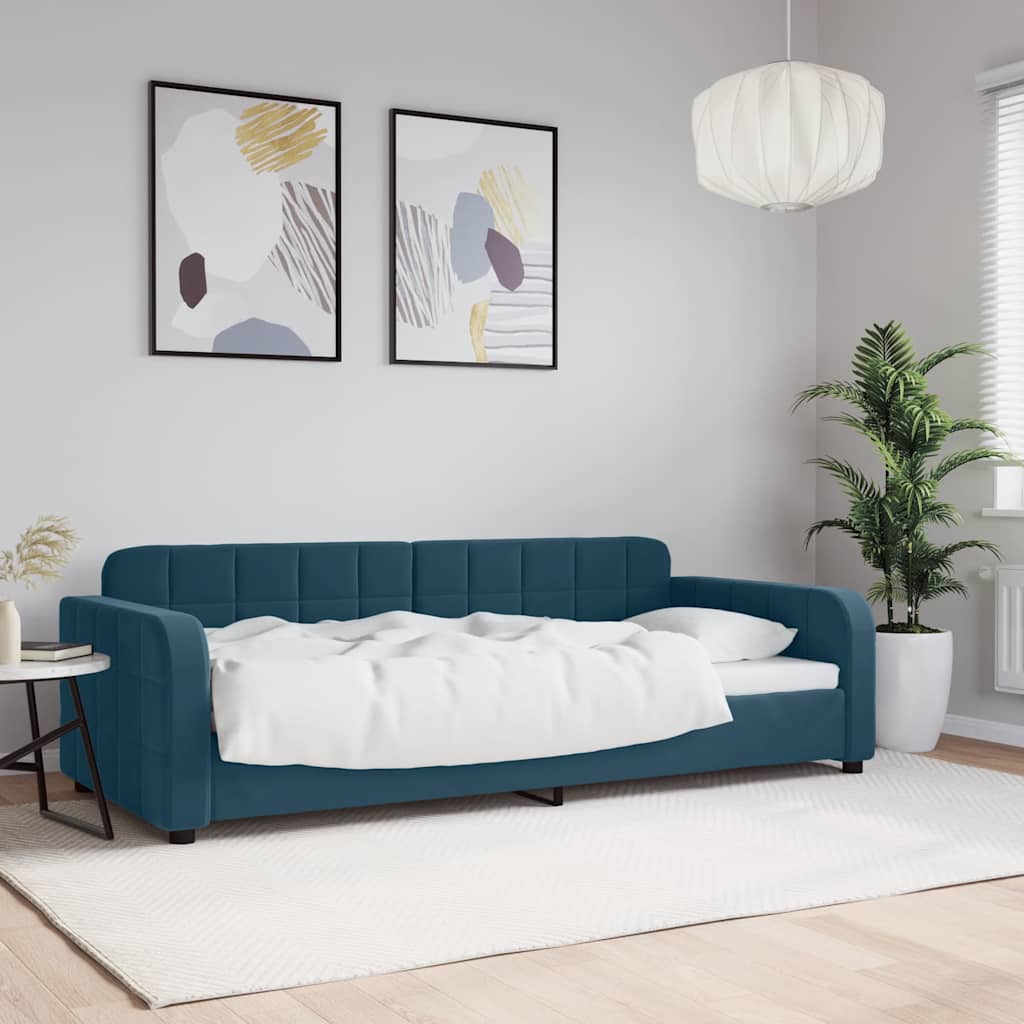 Dnevni krevet plavi 90 x 200 cm baršunasti