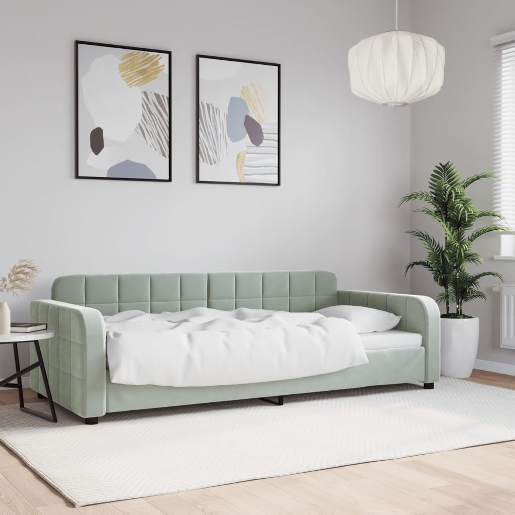Dnevni krevet svjetlosivi 90 x 200 cm baršunasti