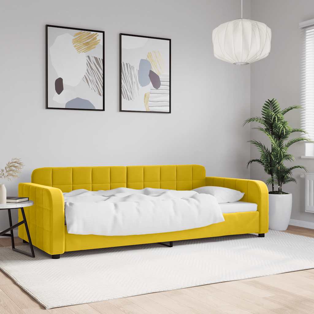 Dnevni krevet žuti 90 x 200 cm baršunasti