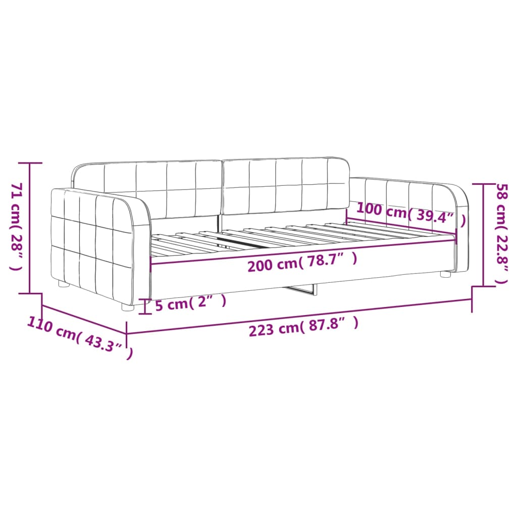 Dnevni krevet svjetlosivi 100 x 200 cm baršunasti