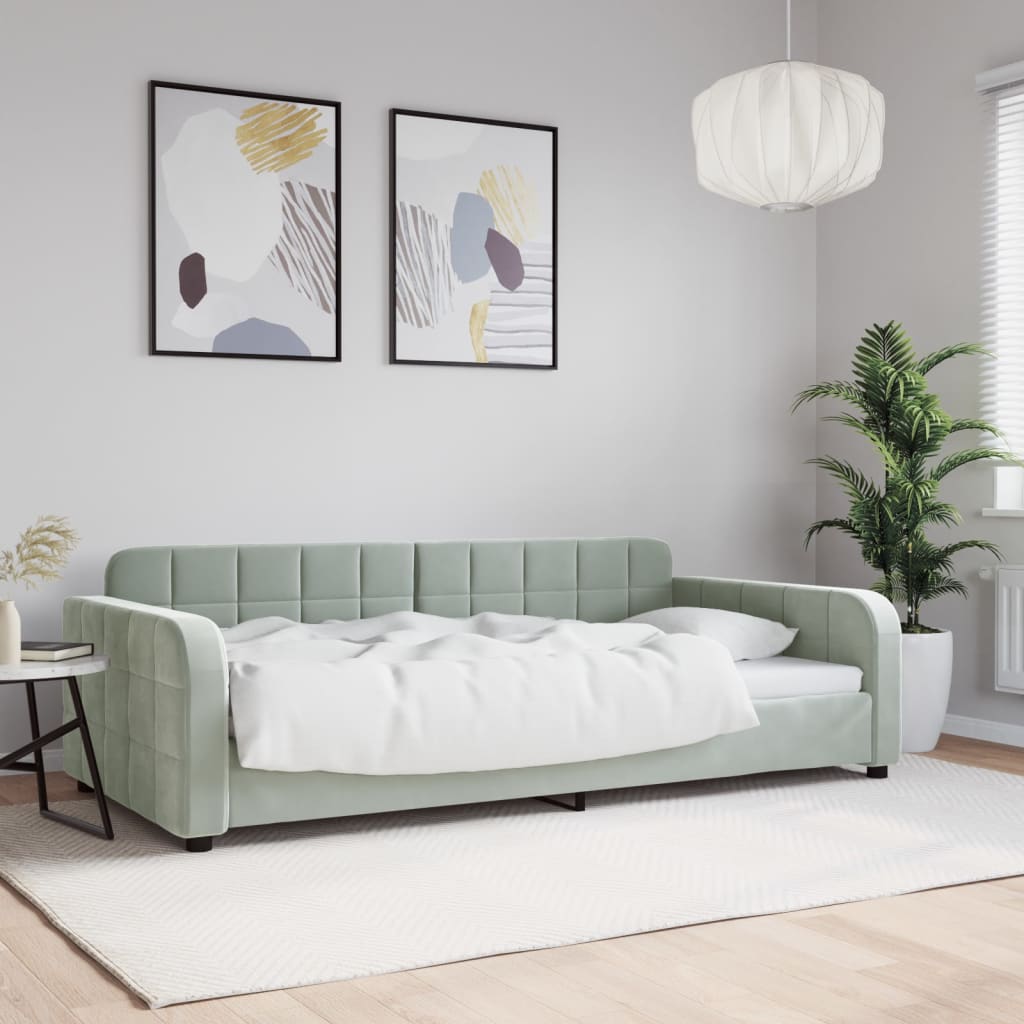 Dnevni krevet svjetlosivi 100 x 200 cm baršunasti