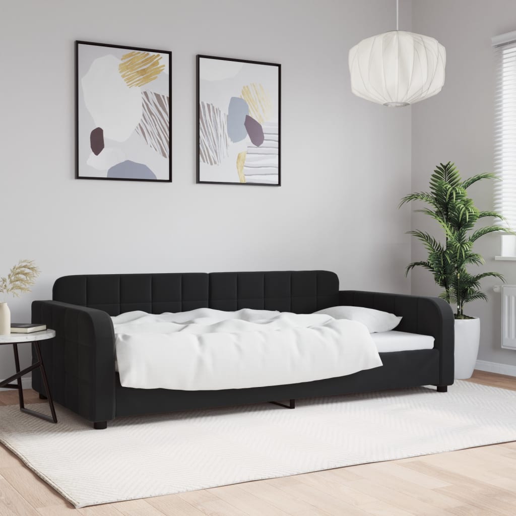 Dnevni krevet crni 100 x 200 cm baršunasti