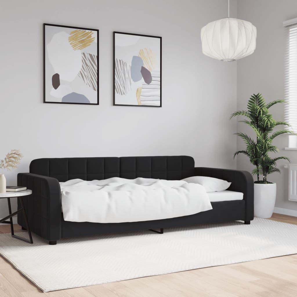 Dnevni krevet crni 90 x 190 cm baršunasti