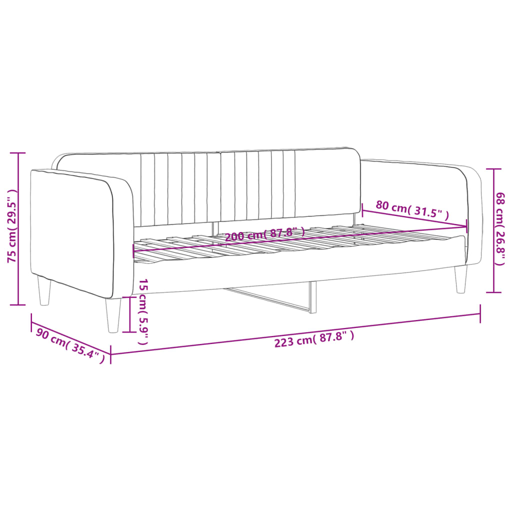 Dnevni krevet svjetlosivi 80 x 200 cm baršunasti