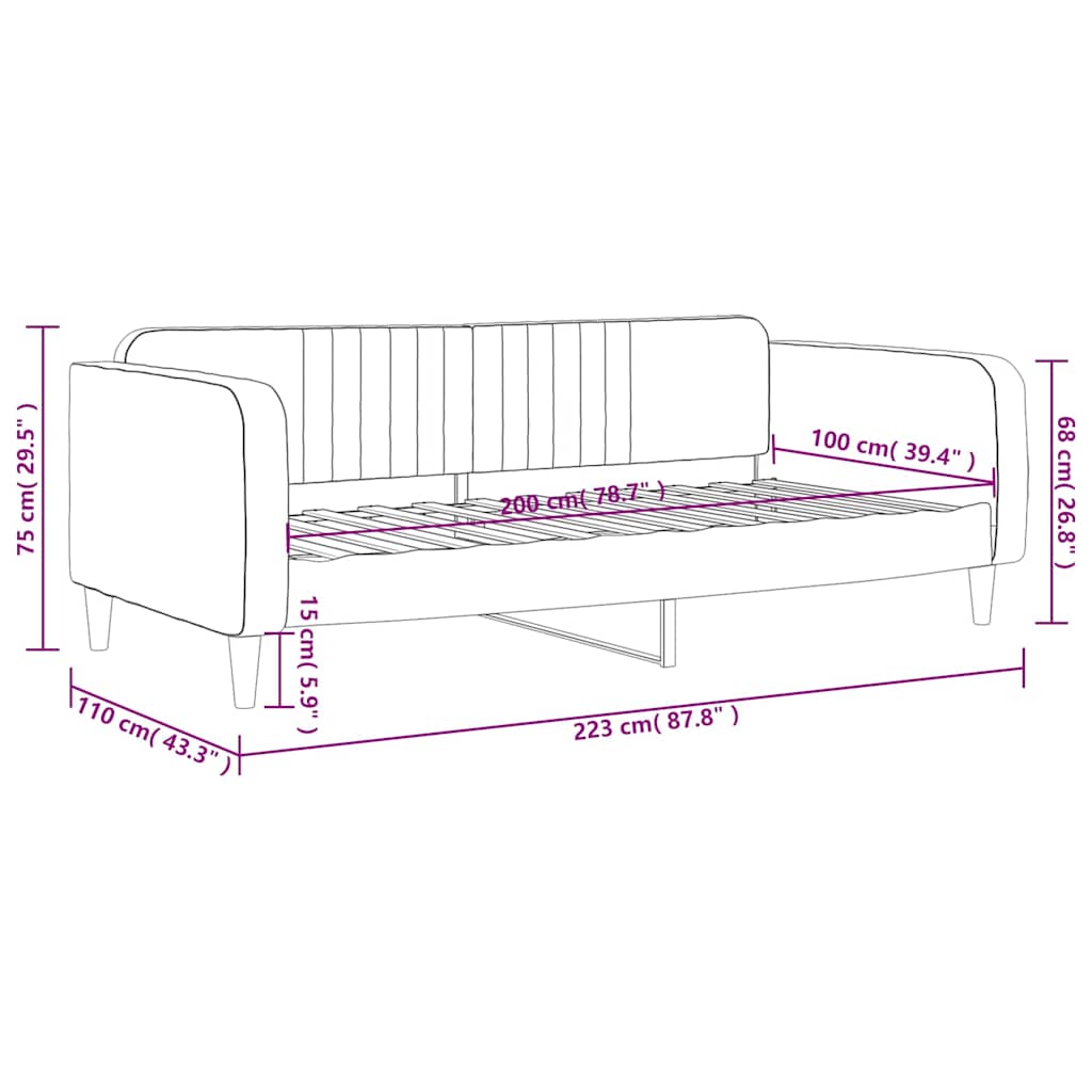 Dnevni krevet tamnozeleni 100 x 200 cm baršunasti
